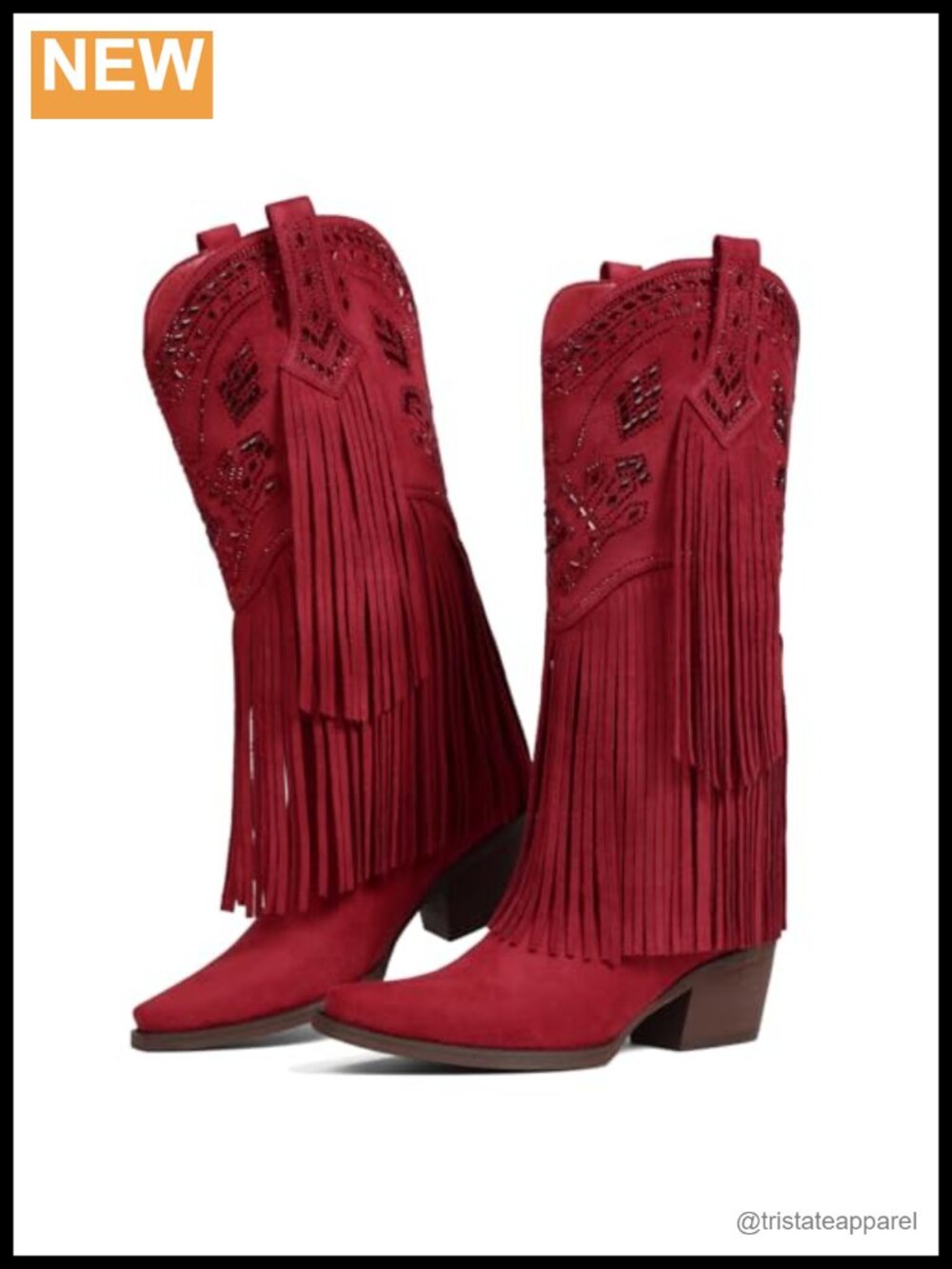 Cowgirl Knee High Fringe Boots for Women, Wide Calf, Microfiber